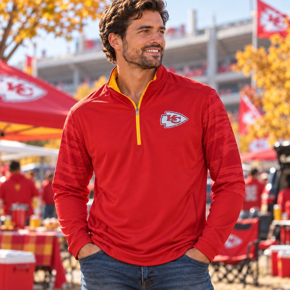 Kansas City Chiefs Fanatics Quarter Zip Pullover Men's Large NWT NFL Red